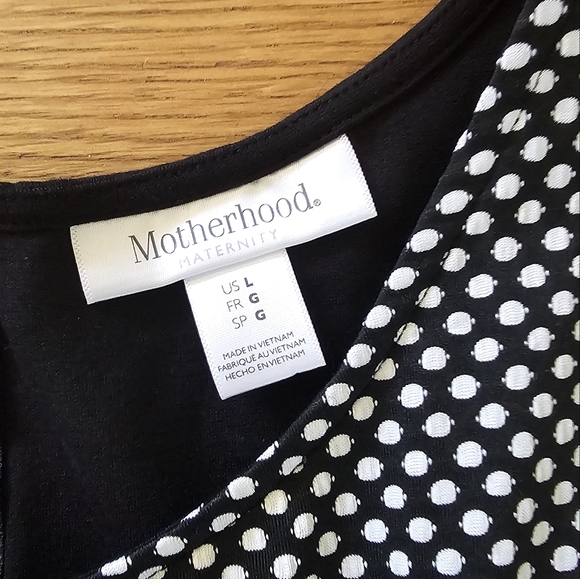 💥HP💥 Motherhood Maternity Black White Polka-dot Sleeveless Dress Women's Large - Picture 9 of 10